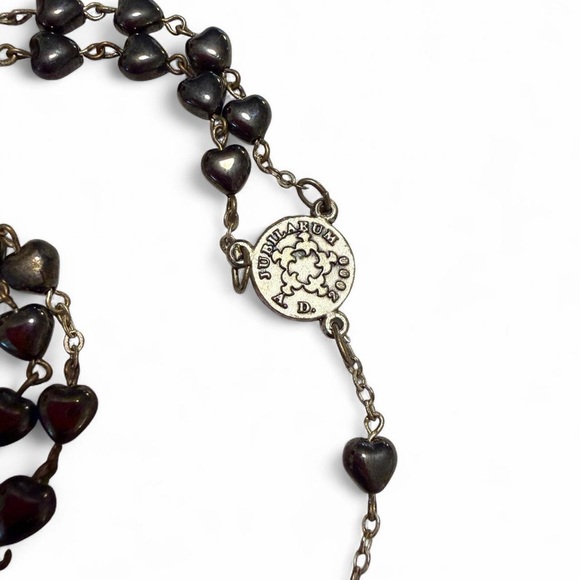 Vintage Pope John Paul II Rosary Beaded Heart Necklace - Picture 2 of 6